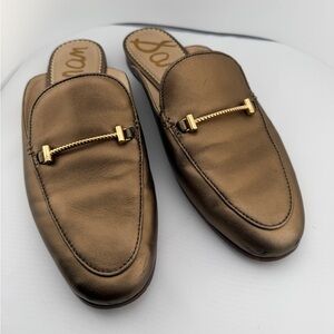 Sam Edelman Bronze Leather Mule Horsebit Loafers Laurna Slip On Shoes Womens 9